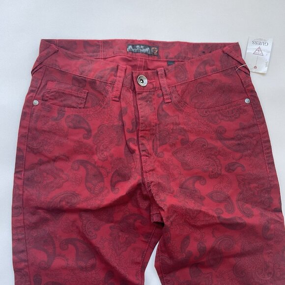 G By Guess Men’s Slim Jogger Twill Pants Red Paisley Print Size 28 - Picture 6 of 12